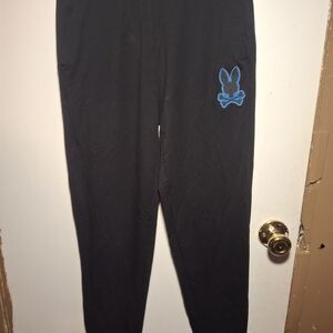 Psycho Bunny Black Sweatpants with‎ Blue Emblem
